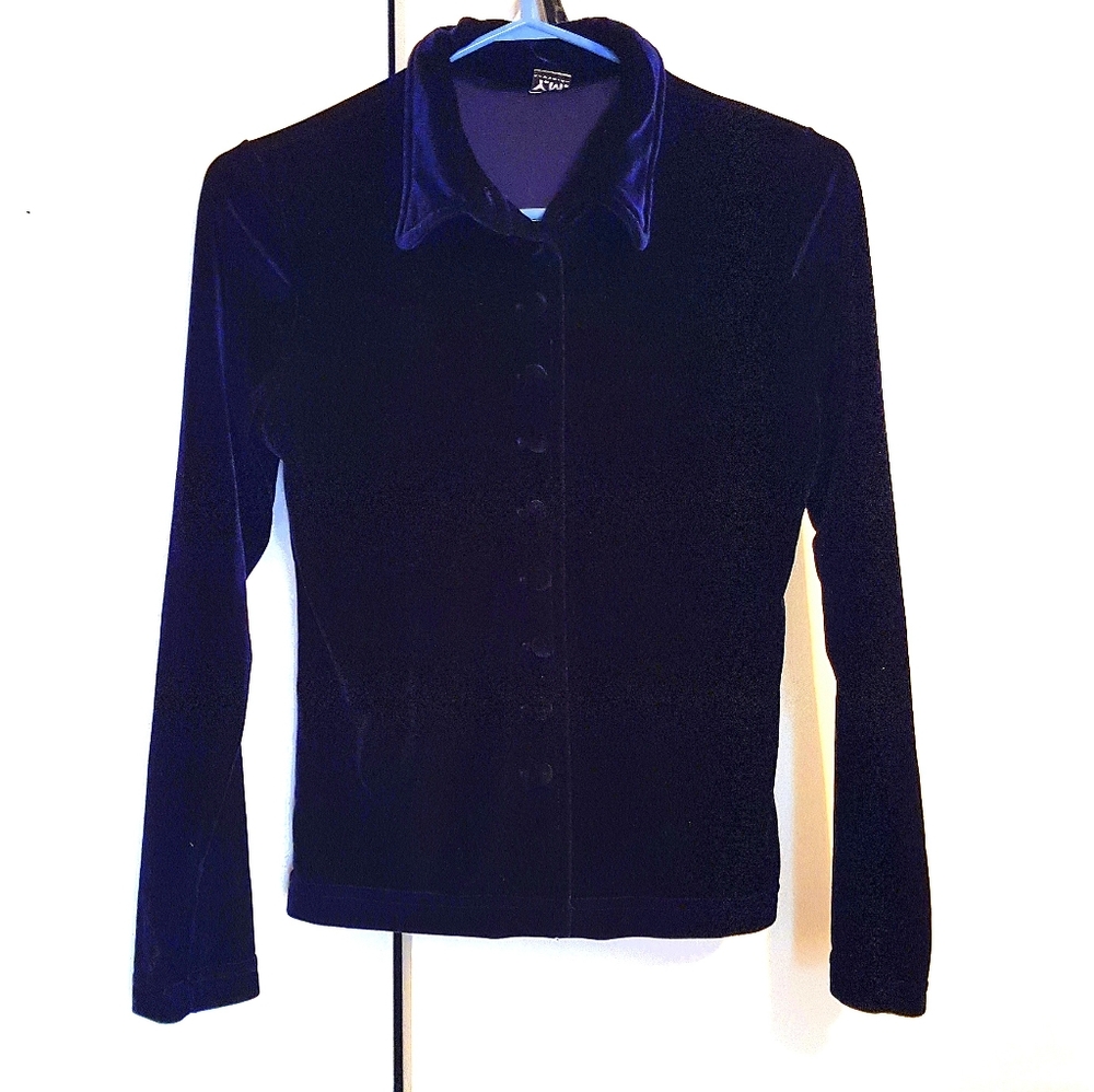 Vintage Dark Navy velvet shirt